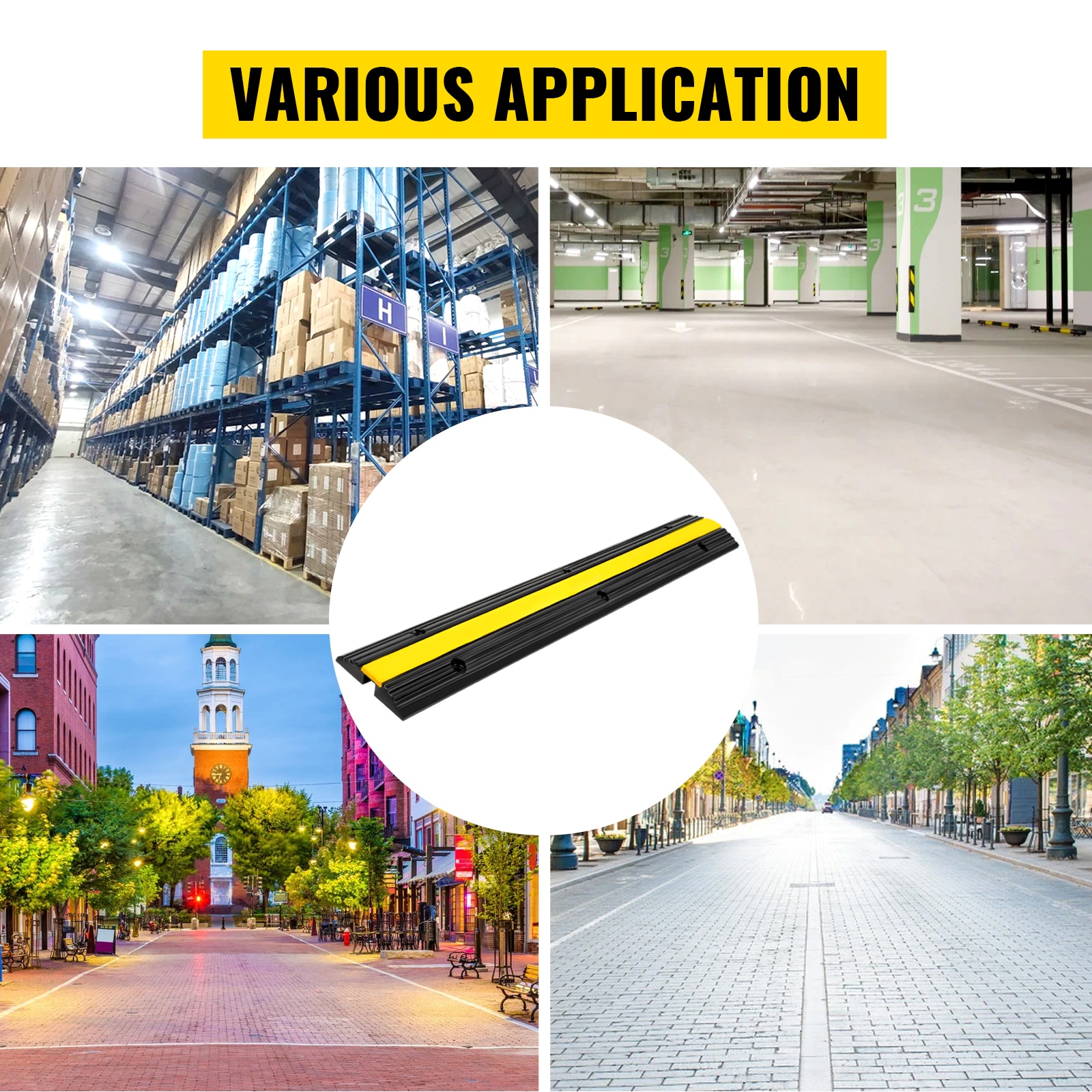 Heavy Duty 4 Pack Rubber Cable Protector Ramps For Driveways_voghion.com